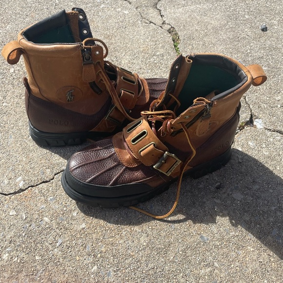 Polo Ralph Lauren Andres iii Lace Up buckle combat boots Sz 8 1/2 - Picture 3 of 10